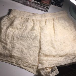 Cream Lace Shorts